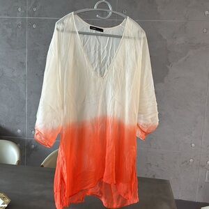 Gypsy 05 Silk sheer Swimsuit Coverup V neck tie dye